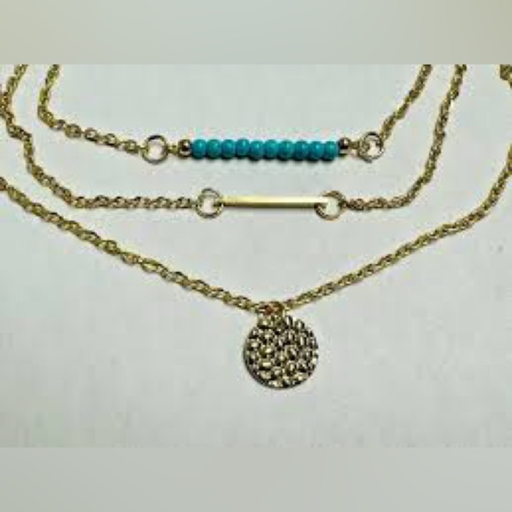 *BRAND NEW/UNUSED 🆕* Women’s Jules Smith Gold & Turquoise Layered Necklace - Picture 7 of 13